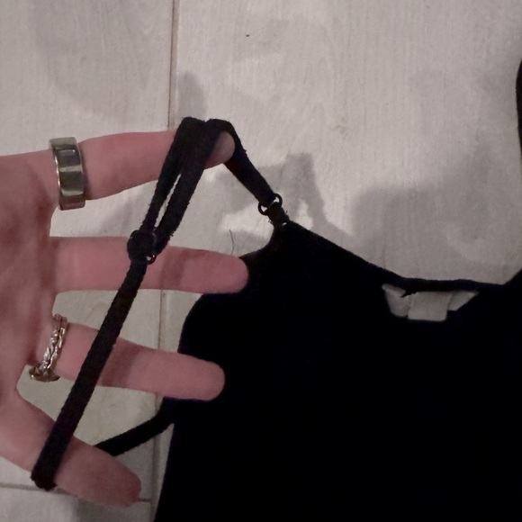 H&M Mama Maternity Long Ribbed Black Spaghetti Strap Elegant Black Maxi Dress - Picture 6 of 12